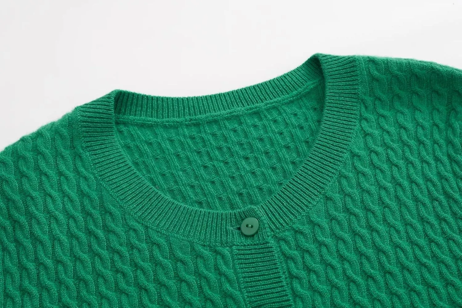 100% Cashmere Women's Cable Knit Cardigan Sweaters for Women Long Sleeve Crew Neck Warm Button Down