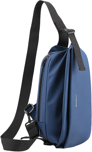 2025 New Men's Light Casual One Shoulder Fashion Vertical Zip Crossbody Bag Leather Shoulder Bag for (Blue, One Size)