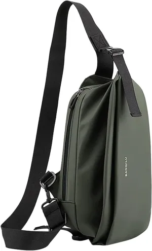 2025 New Men's Light Casual One Shoulder Fashion Vertical Zip Crossbody Bag Leather Shoulder Bag for (Green, One Size)