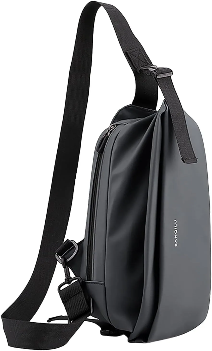 2025 New Men's Light Casual One Shoulder Fashion Vertical Zip Crossbody Bag Leather Shoulder Bag for (Grey, One Size)