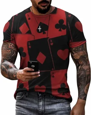 3D Poker Shirts for Men Funny Graphic Workout Tees Shirt Casual Short Sleeve Tshirt Vintage T Shirt Summer Shirts Men