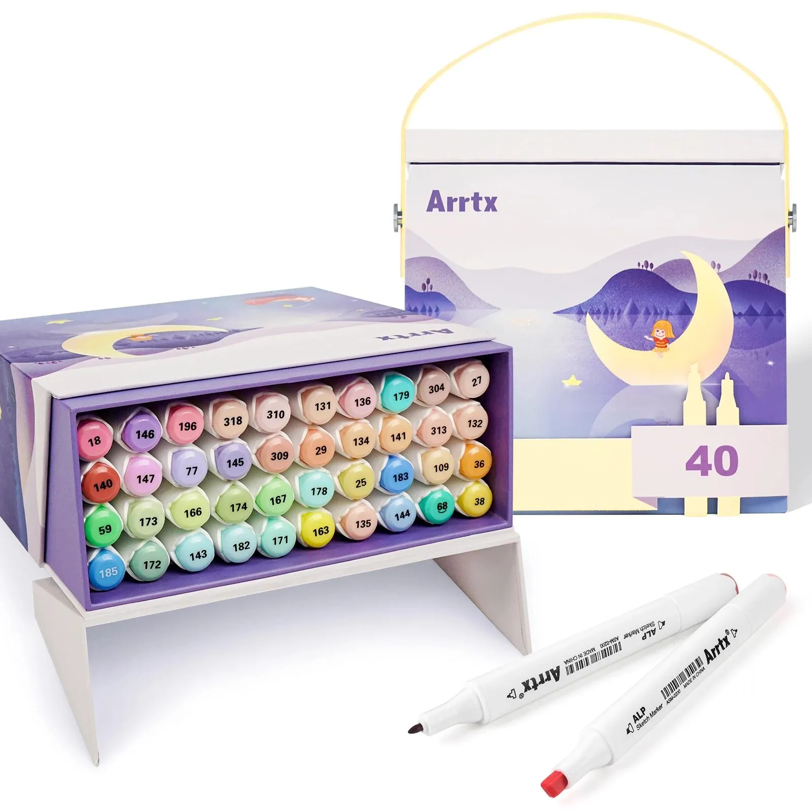 40 Pastel Colors Double-Tipped Alcohol Markers