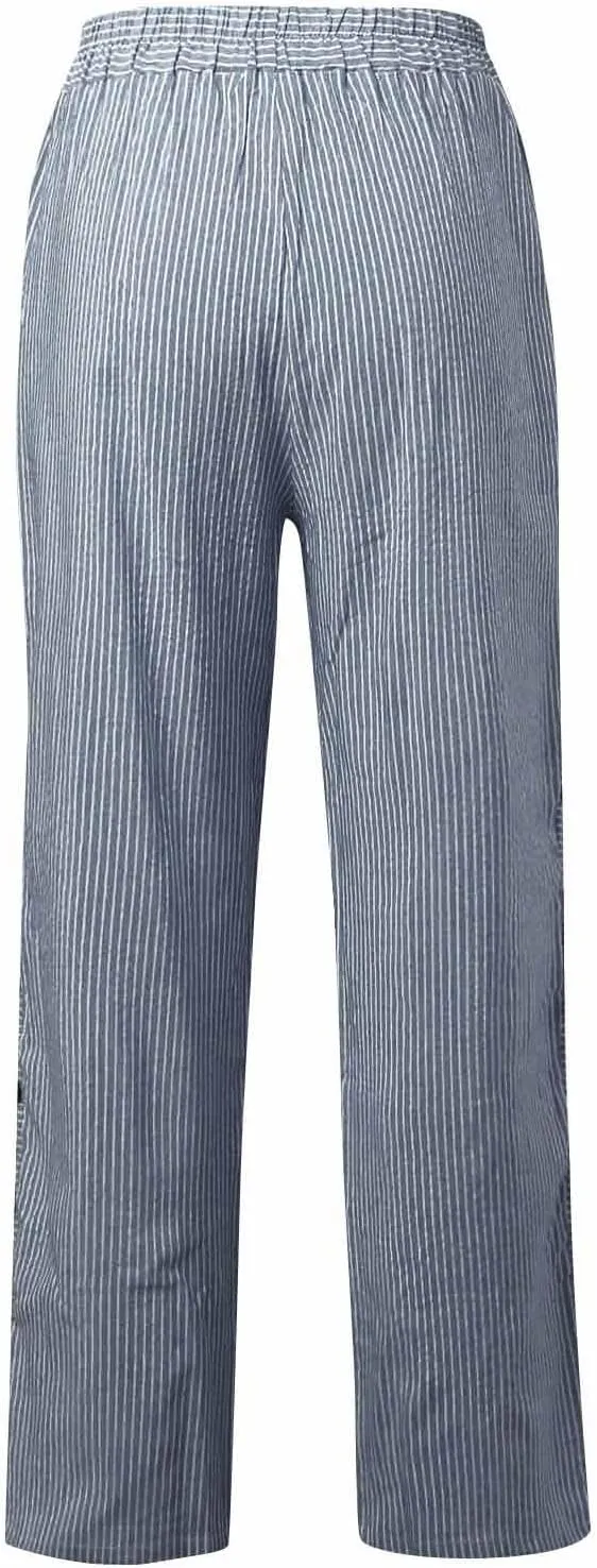 ADHOWBEW Cotton Linen Pants Women Summer 2025 Trendy Cover Ups Flowy Elastic Waist Loose Fit Comfy Casual Trousers Slacks
