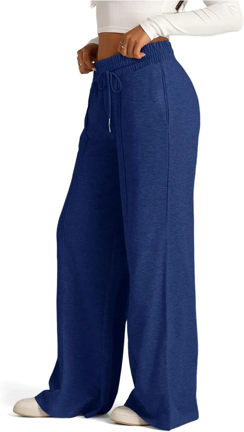 ADHOWBEW Sweat Pants for Womens 2025 Wide Leg High Rise Casual Trendy Elastic Waist Comfy Athletic Joggers