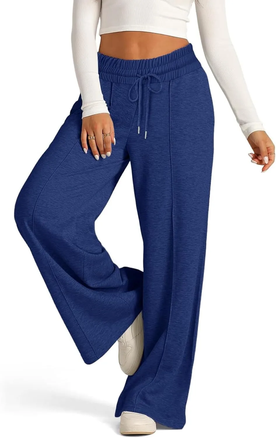 ADHOWBEW Sweat Pants for Womens 2025 Wide Leg High Rise Casual Trendy Elastic Waist Comfy Athletic Joggers