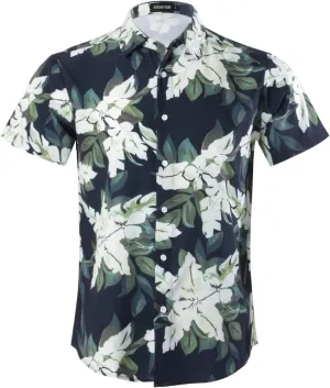 Allsense Men's Short-Sleeve Button-Down Tropical Hawaiian Shirt
