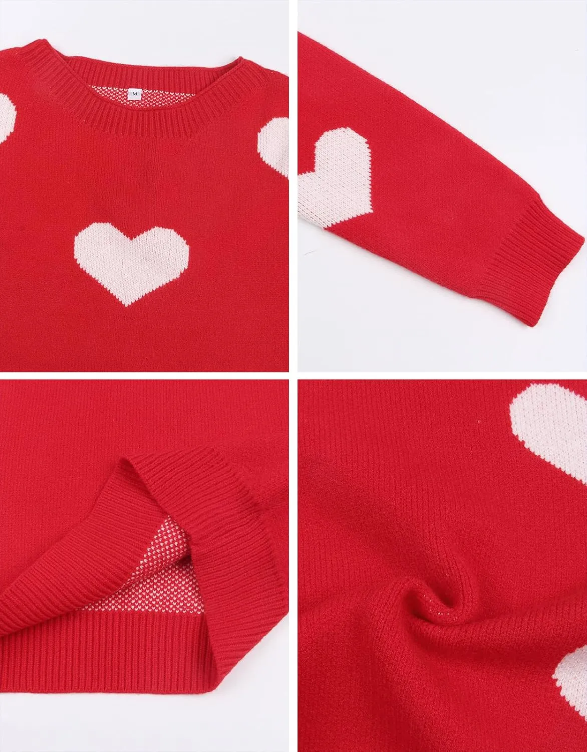 Alsol Lamesa Women's Cute Heart Sweater Pullover Long Sleeve Crewneck Casual Knitted Sweaters