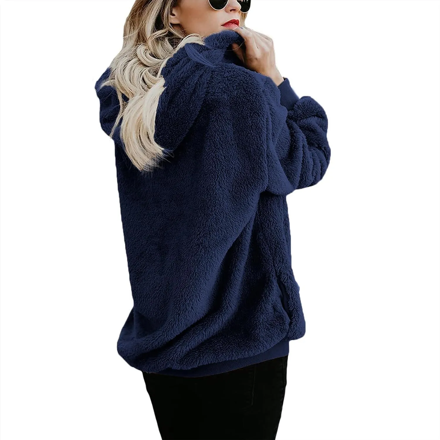 American Trends Oversized Sweatshirts for Women Athletic Womens Sherpa Hoodie Fluffy Women's Hoodies Pullover with Pockets