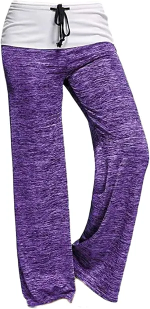 Andongnywell Clearance Women High Waist Drawstring Wide Leg Pants Casual Loose Trousers