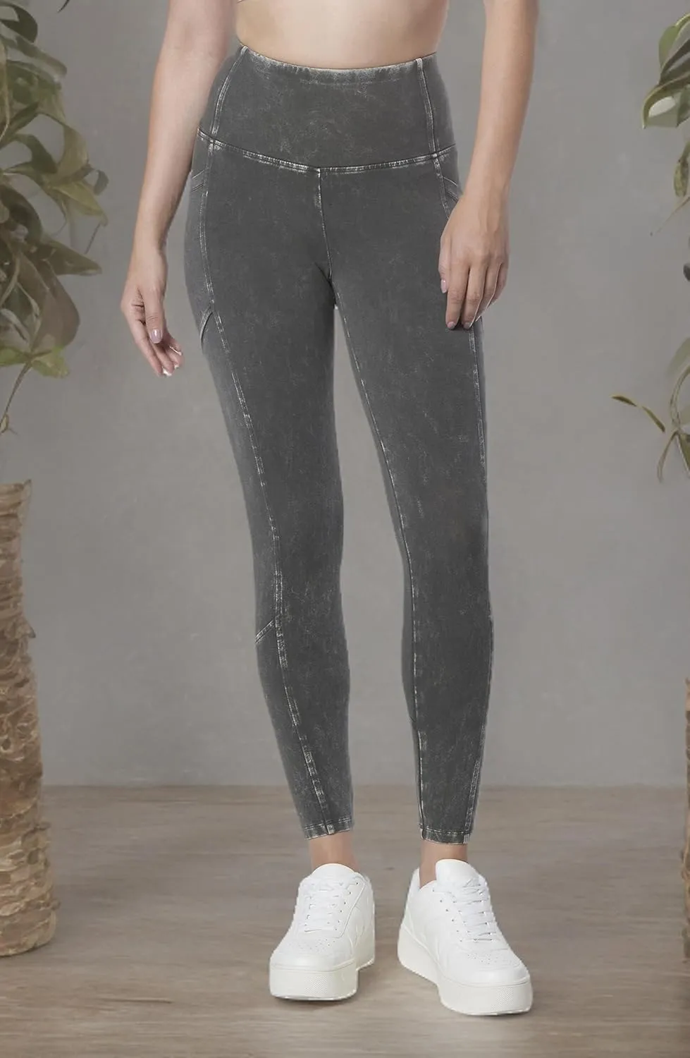 Andrew Marc Women's High Waist Faux Denim Full Length Legging, Regular and Plus Sizes