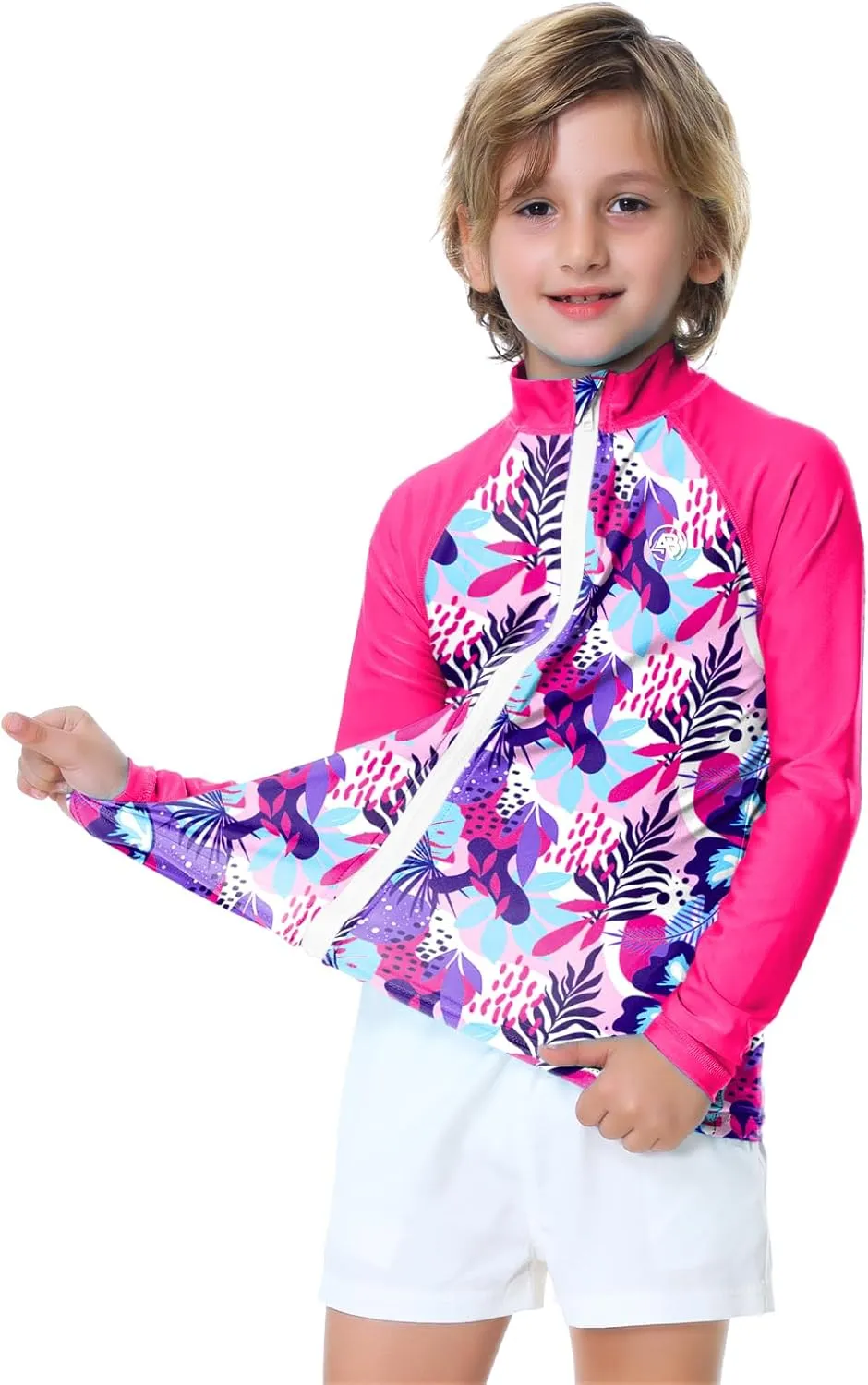 AOBUTE Unisex Kids Zipper Rash Guard Boys UPF 50  UV Protection Sun Shirt with Thumb Hole 3-12 Years