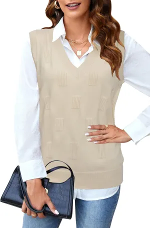 Arach&Cloz Womens Sweater Vest 2025 Fashion Sleeveless V Neck Business Casual Tank Knit Pullover Tops Spring Trendy