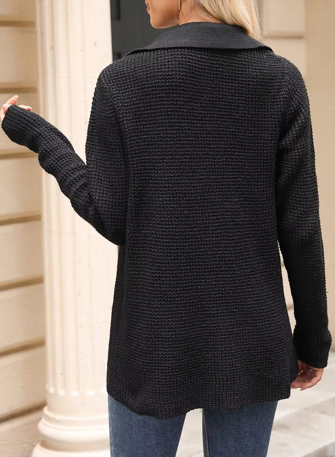 Astylish Women Waffle Knit Shacket Jacket Casual Long Sleeve Sweater Button Down Shirts Dressy Blouse Tops
