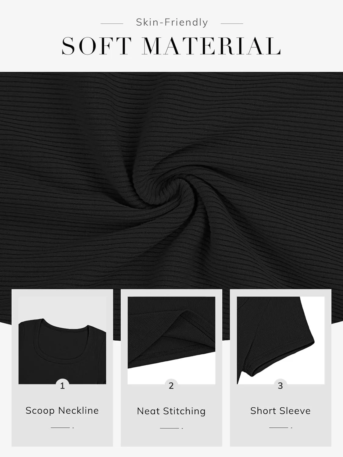 ATHMILE Womens Tops Ribbed Scoop Neck Knit Slim Fitted Casual Basic Tee Shirts for Women Fashion Trendy 2025