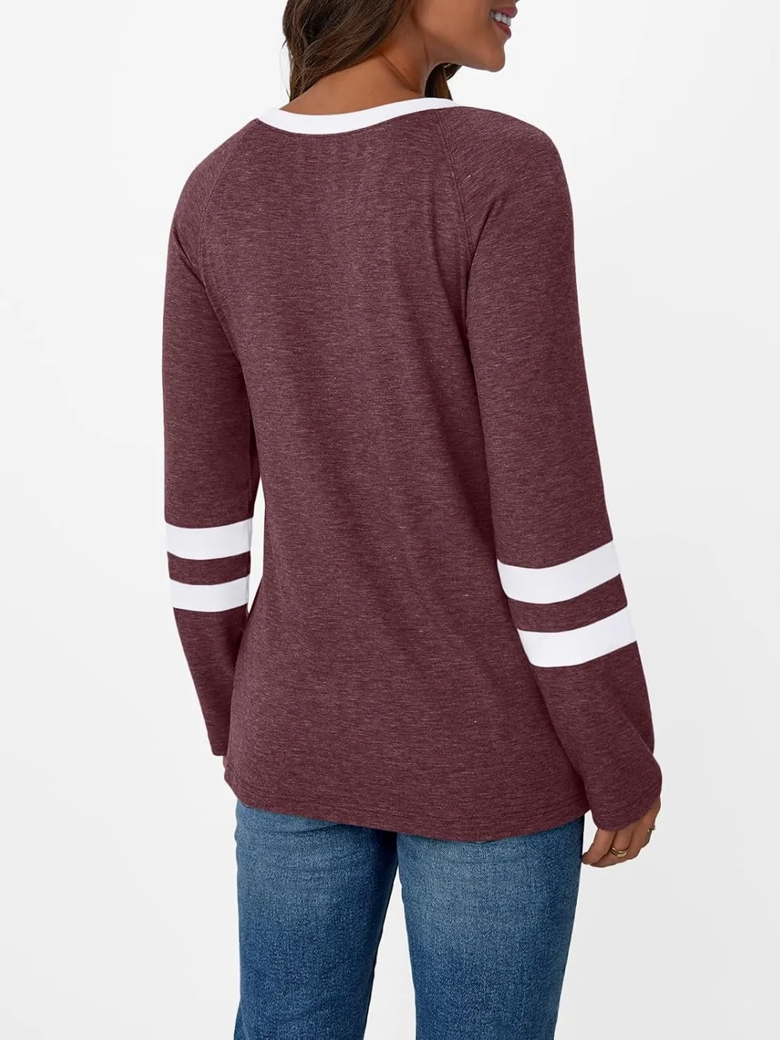 AUTOMET Womens Long Sleeve Shirts Color Block Casual Crewneck Tops Tshirt Basic Tee Fall Fashion Clothes Trendy Outfits