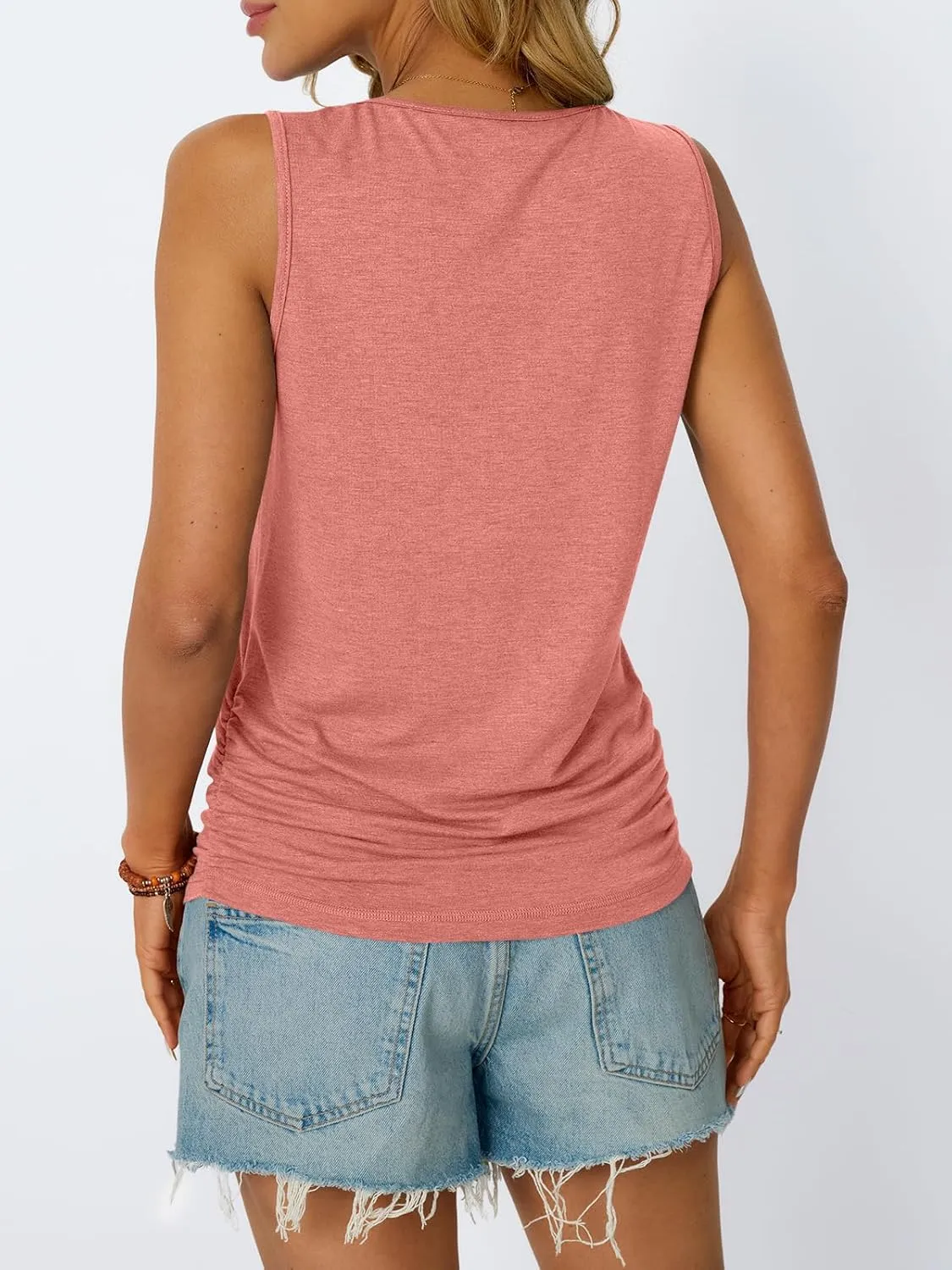 AUTOMET Womens Tank Tops 2025 Sleeveless Square Round Neck Ruched Spring Summer Tee Shirts Basic Outfits Trendy Clothes