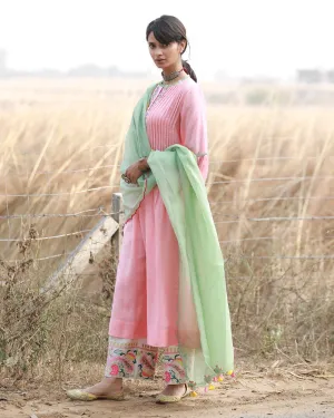 Bagh Pastel Pink Pintuck Kurta Set