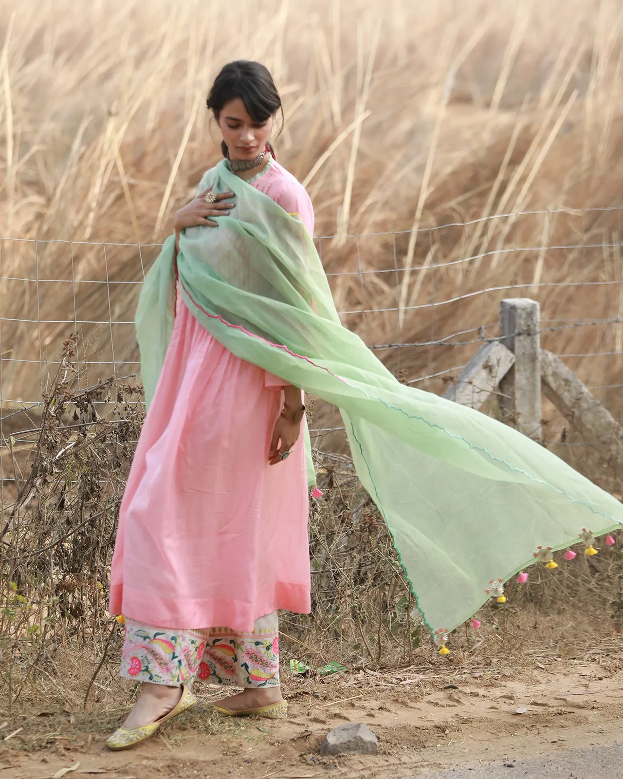 Bagh Pastel Pink Pintuck Kurta Set
