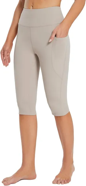 baleaf Women's Capri Leggings with Pockets High Waisted Knee Length Capris Stretch for Casual Yoga Pants Workout Exercise