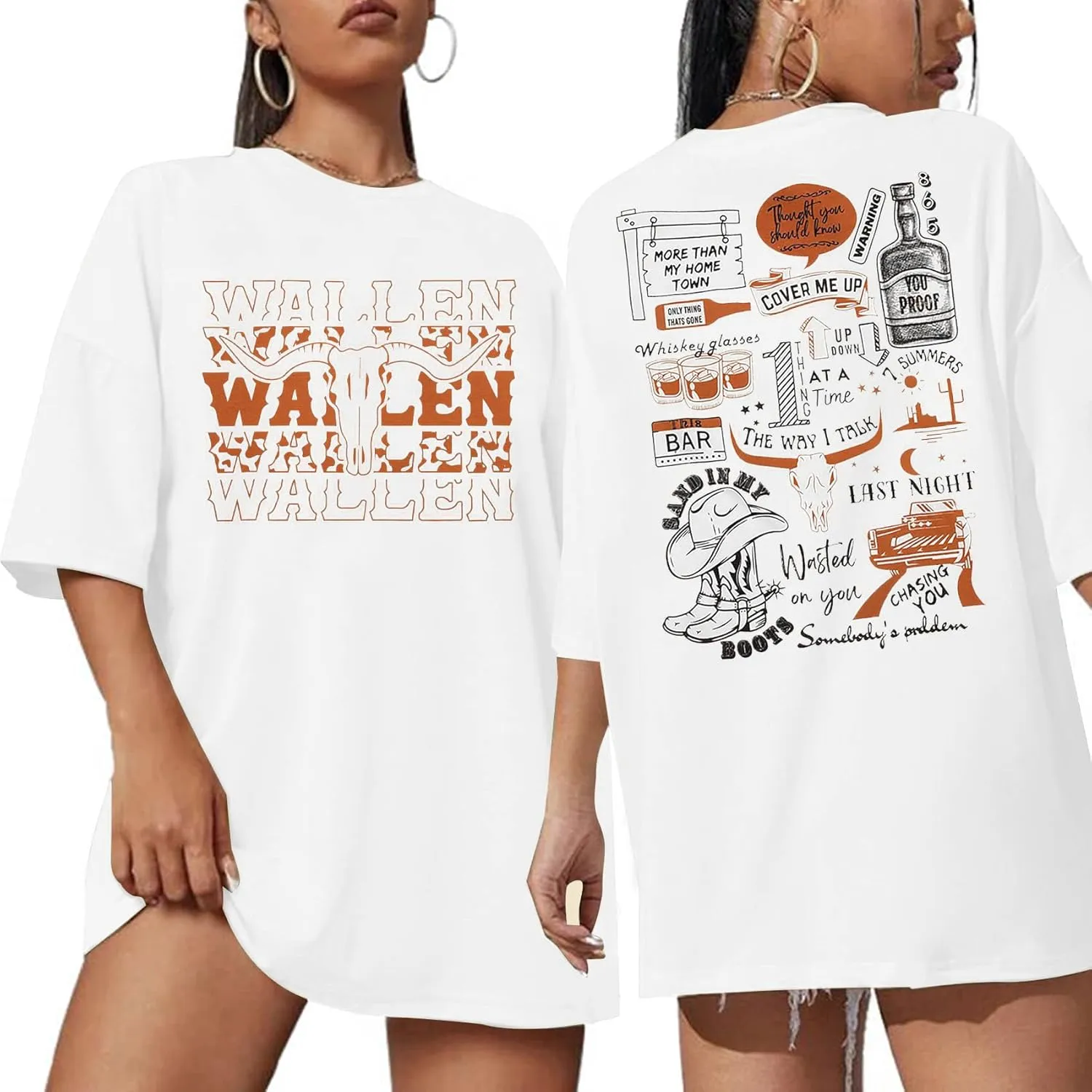 BANGELY Boho Cow Skull Women Country Music T-Shirt Vintage Western Rodeo Graphic Tee 80 90s Music Lover Short Sleeve Top