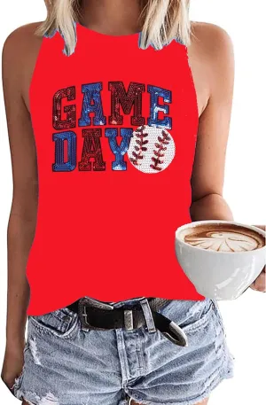 Baseball Mom Tank Tops Women: Baseball Shirts Game Day Gifts Summer Softball Mom Sleeveless Workout Vest