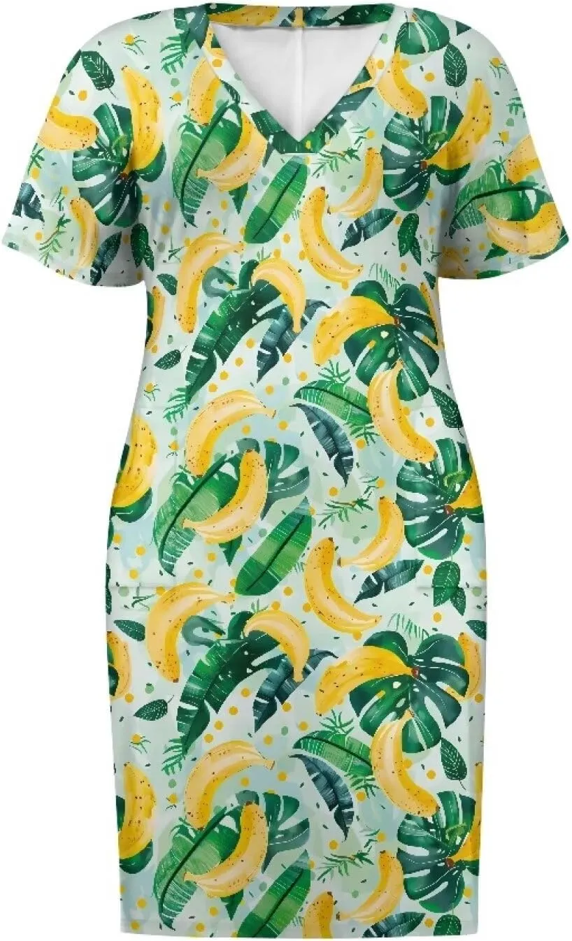 Biyejit Womens Plus Size Short Sleeve V Neck T-Shirt Dress with Pockets Casual Loose T-Shirt Dress for Beach Vacation