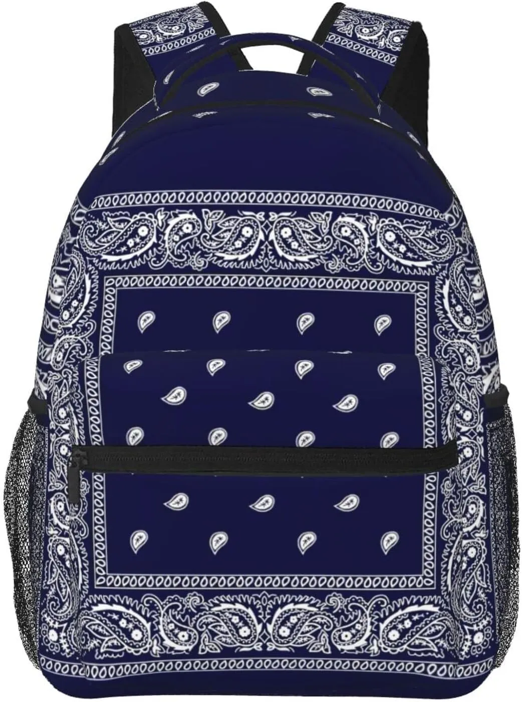 Blue Bandana Paisley Border Print Backpack Laptop Backpack Sports Travel Shoulder bag Light casual backpack