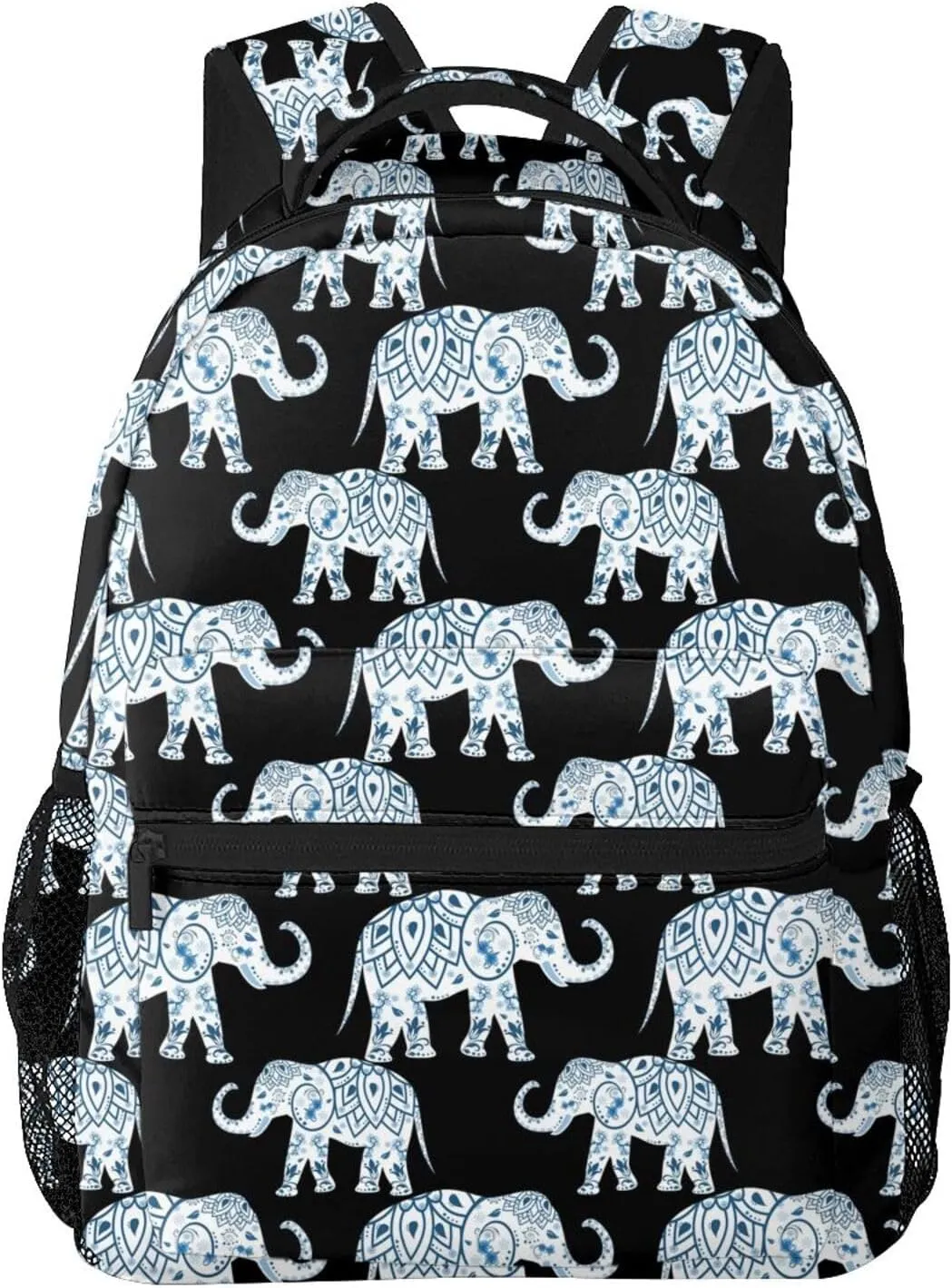 Bohemian Style Blue Mandala Elephant Backpack Laptop Backpack Sports Travel Shoulder bag Light casual backpack