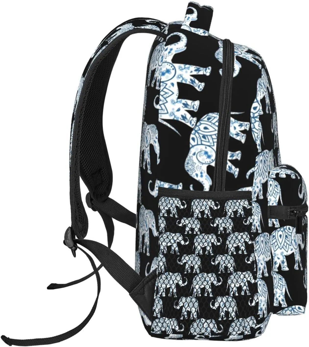 Bohemian Style Blue Mandala Elephant Backpack Laptop Backpack Sports Travel Shoulder bag Light casual backpack