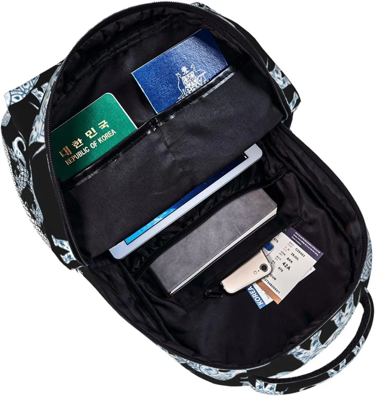 Bohemian Style Blue Mandala Elephant Backpack Laptop Backpack Sports Travel Shoulder bag Light casual backpack