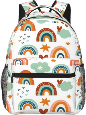 Boho Rainbows And Clouds Backpack Laptop Backpack Sports Travel Shoulder bag Light casual backpack