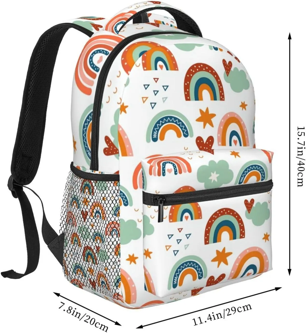 Boho Rainbows And Clouds Backpack Laptop Backpack Sports Travel Shoulder bag Light casual backpack