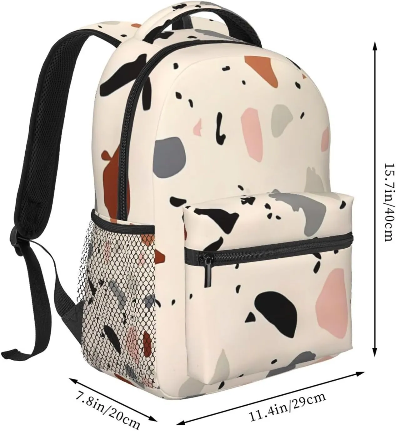Boho Terrazzo Front Backpack Laptop Backpack Sports Travel Shoulder bag Light casual backpack