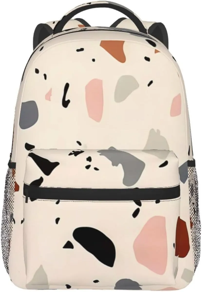 Boho Terrazzo Front Backpack Laptop Backpack Sports Travel Shoulder bag Light casual backpack