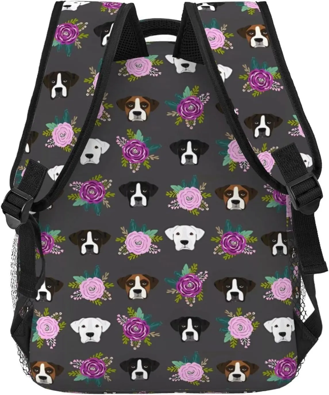Boxer Dogs Floral Backpack Laptop Backpack Sports Travel Shoulder bag Light casual backpack