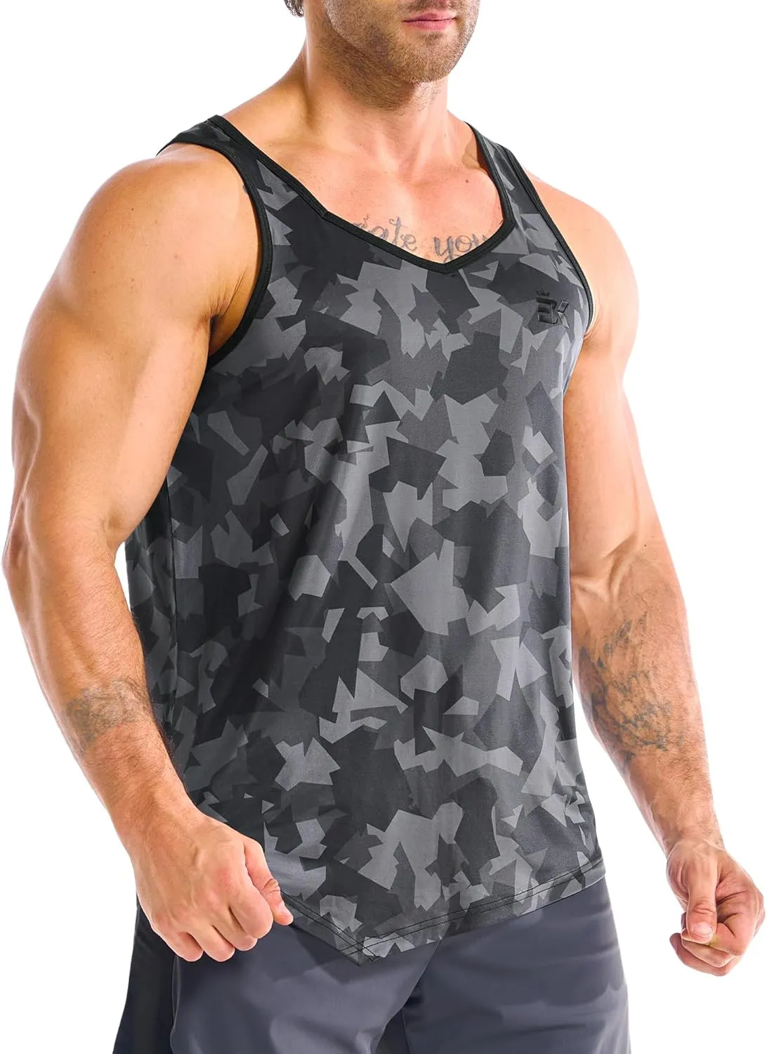 BROKIG Men's Irregular Gym Tank Tops 3 Pack Lightweight Quick Dry Running Sleeveless Shirts Bodybuilding Tee