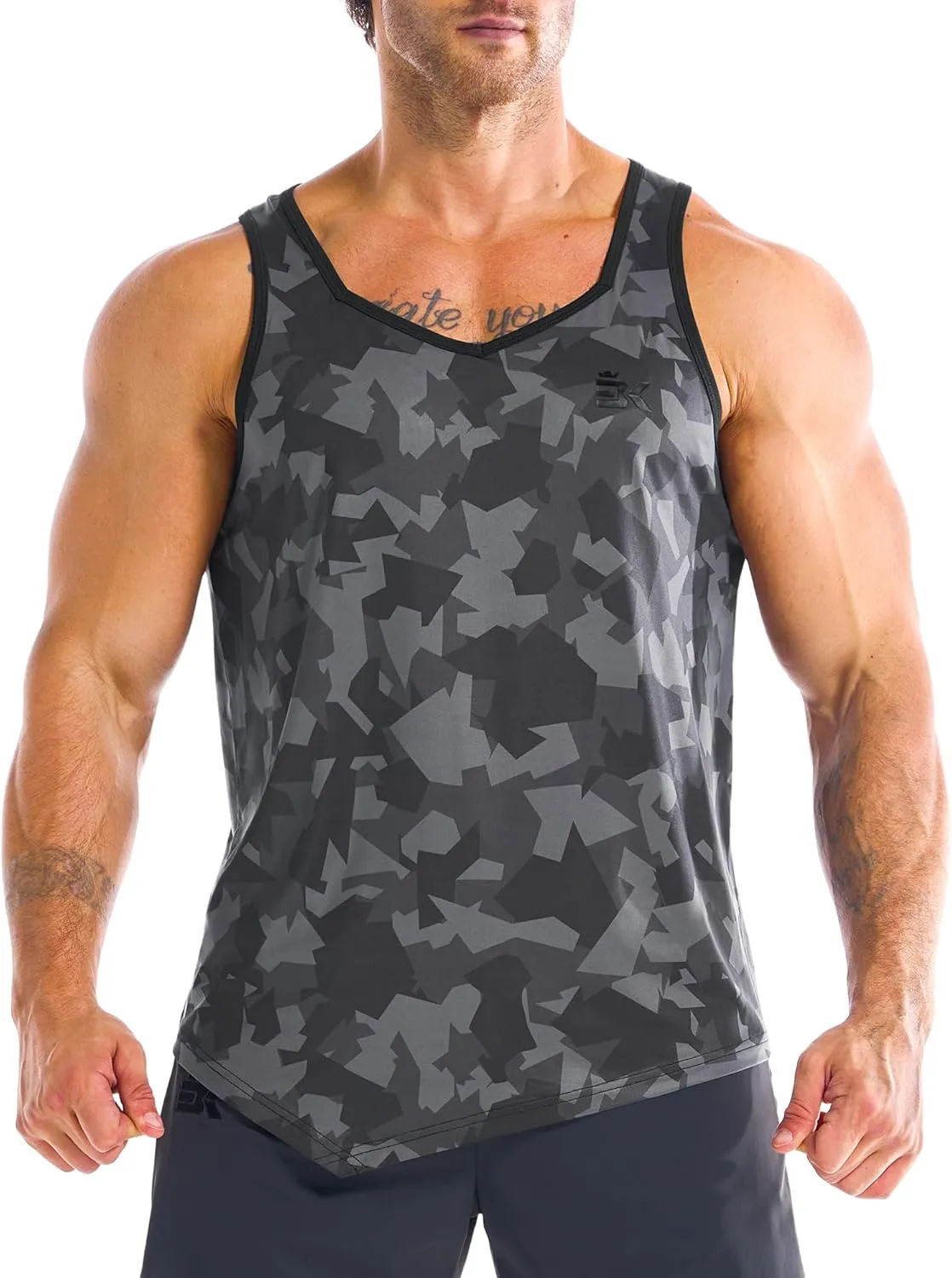 BROKIG Men's Irregular Gym Tank Tops 3 Pack Lightweight Quick Dry Running Sleeveless Shirts Bodybuilding Tee