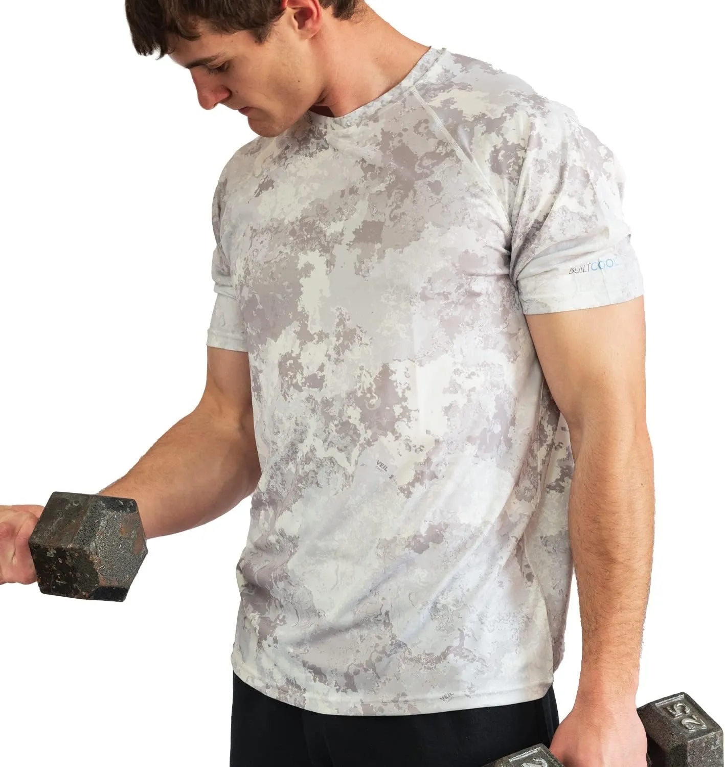 BUILTCOOL Mens Crew Neck Raglan Shirt  Quick Dry Shirts for Men, Instant Cooling Moisture Wicking, UPF 50 Sun Protection