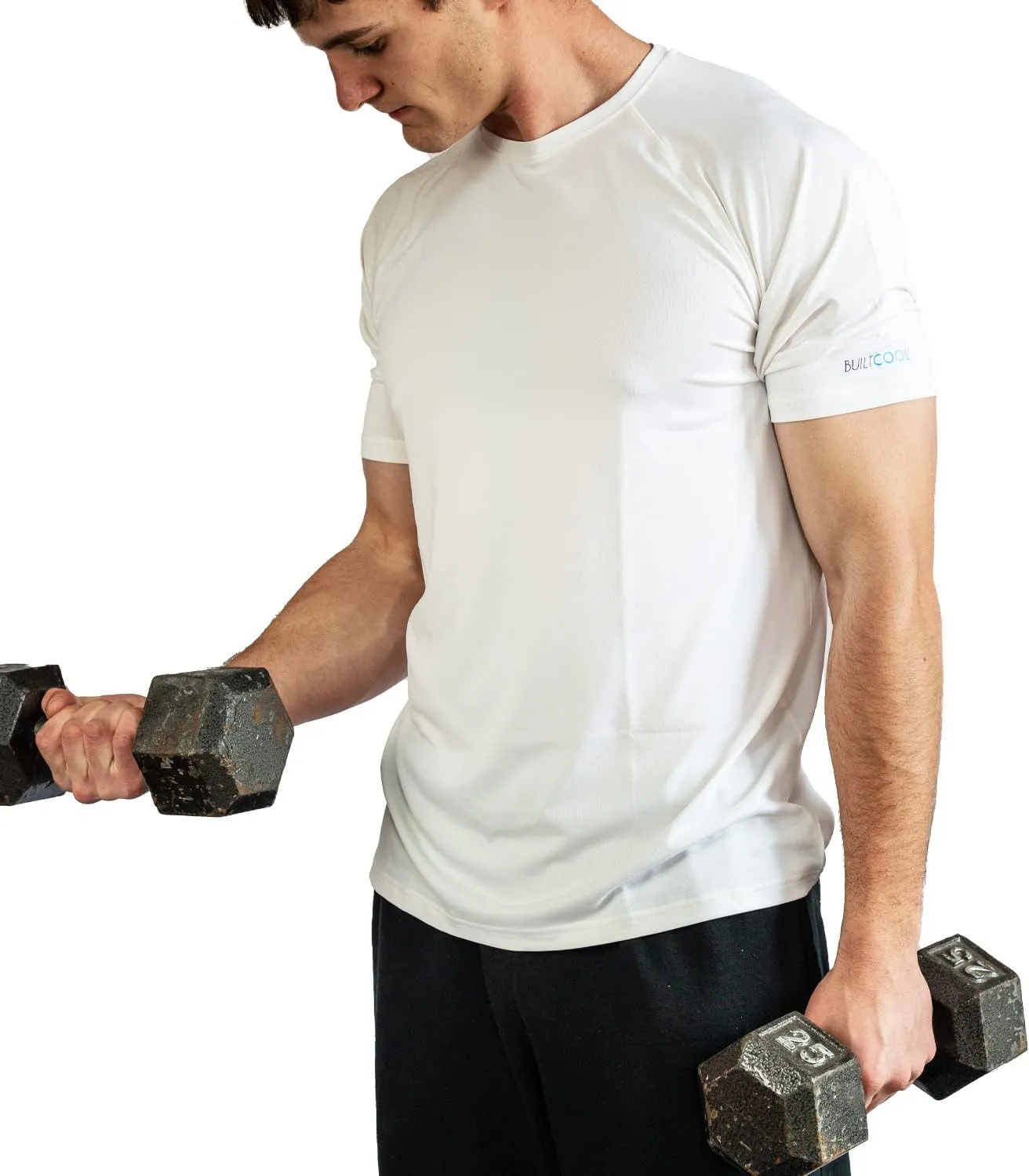 BUILTCOOL Mens Crew Neck Raglan Shirt  Quick Dry Shirts for Men, Instant Cooling Moisture Wicking, UPF 50 Sun Protection