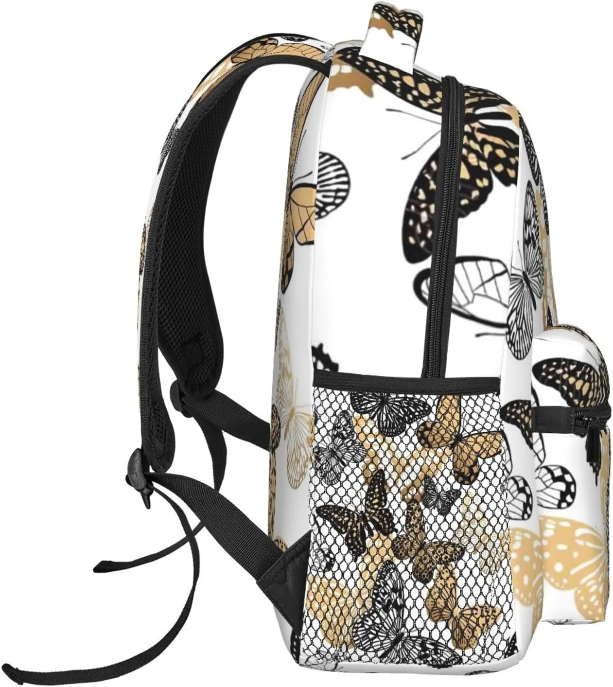 Butterfly Fly Gold Black Backpack Laptop Backpack Sports Travel Shoulder bag Light casual backpack