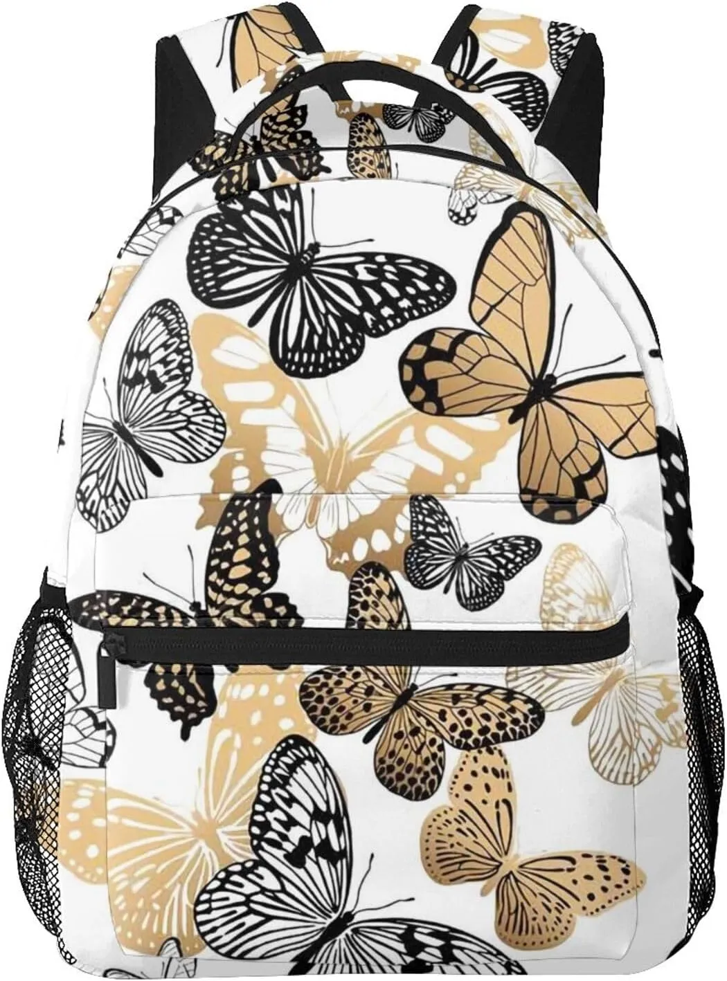 Butterfly Fly Gold Black Backpack Laptop Backpack Sports Travel Shoulder bag Light casual backpack