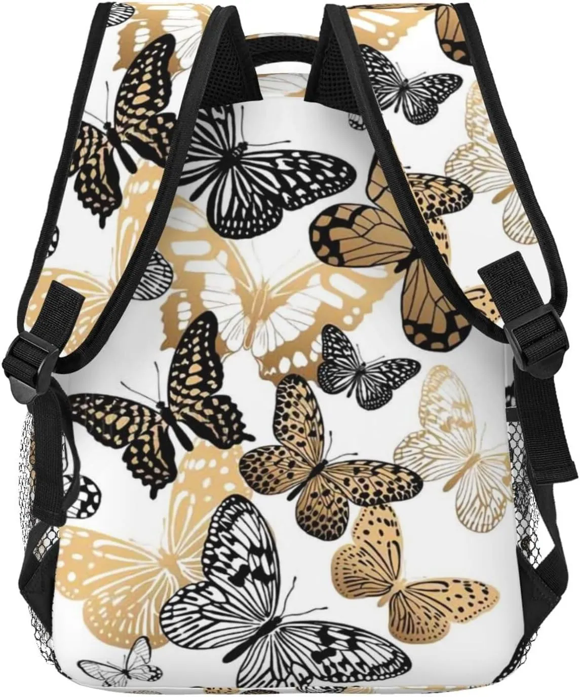 Butterfly Fly Gold Black Backpack Laptop Backpack Sports Travel Shoulder bag Light casual backpack