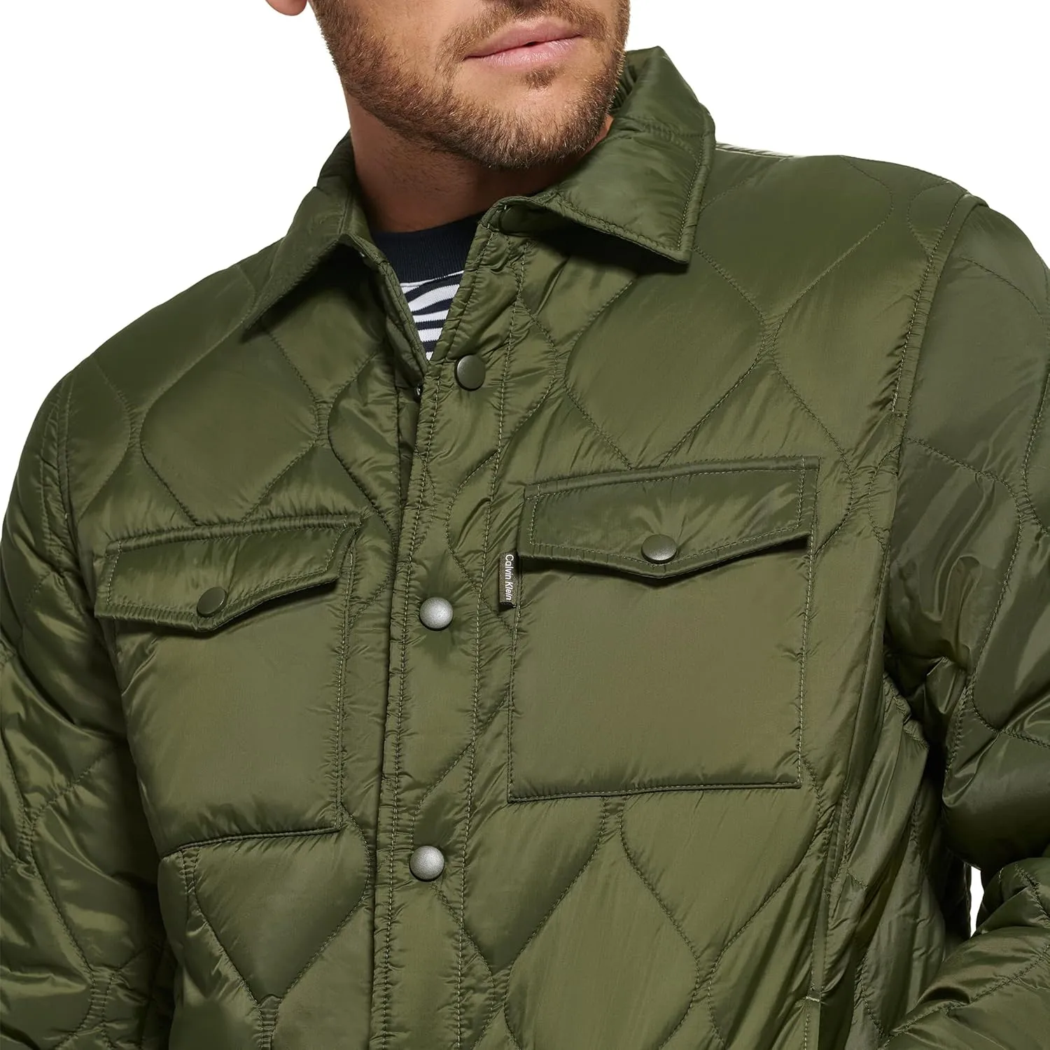 Calvin Klein Men's Diamond Quilted Shirt Jacket