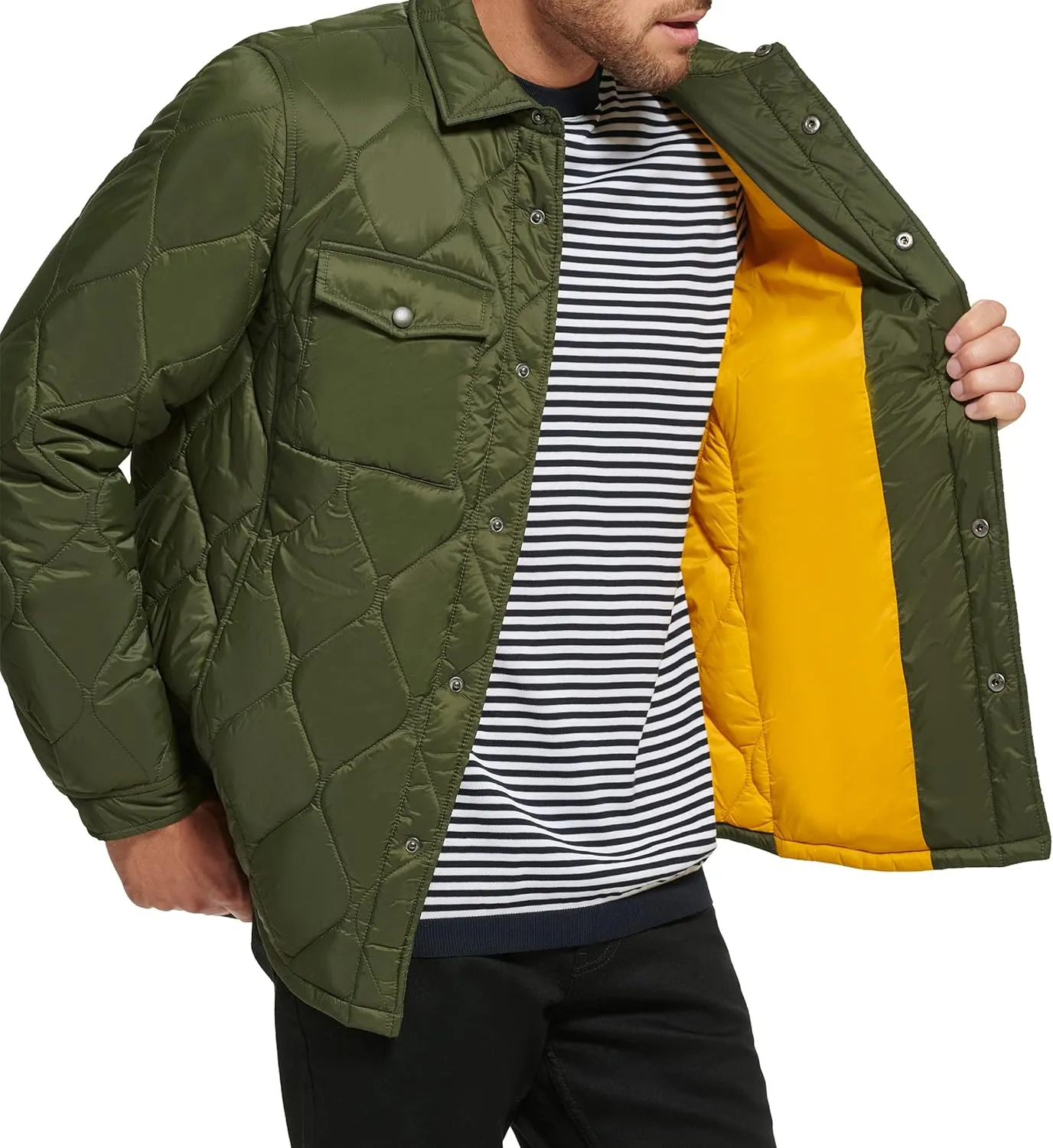 Calvin Klein Men's Diamond Quilted Shirt Jacket
