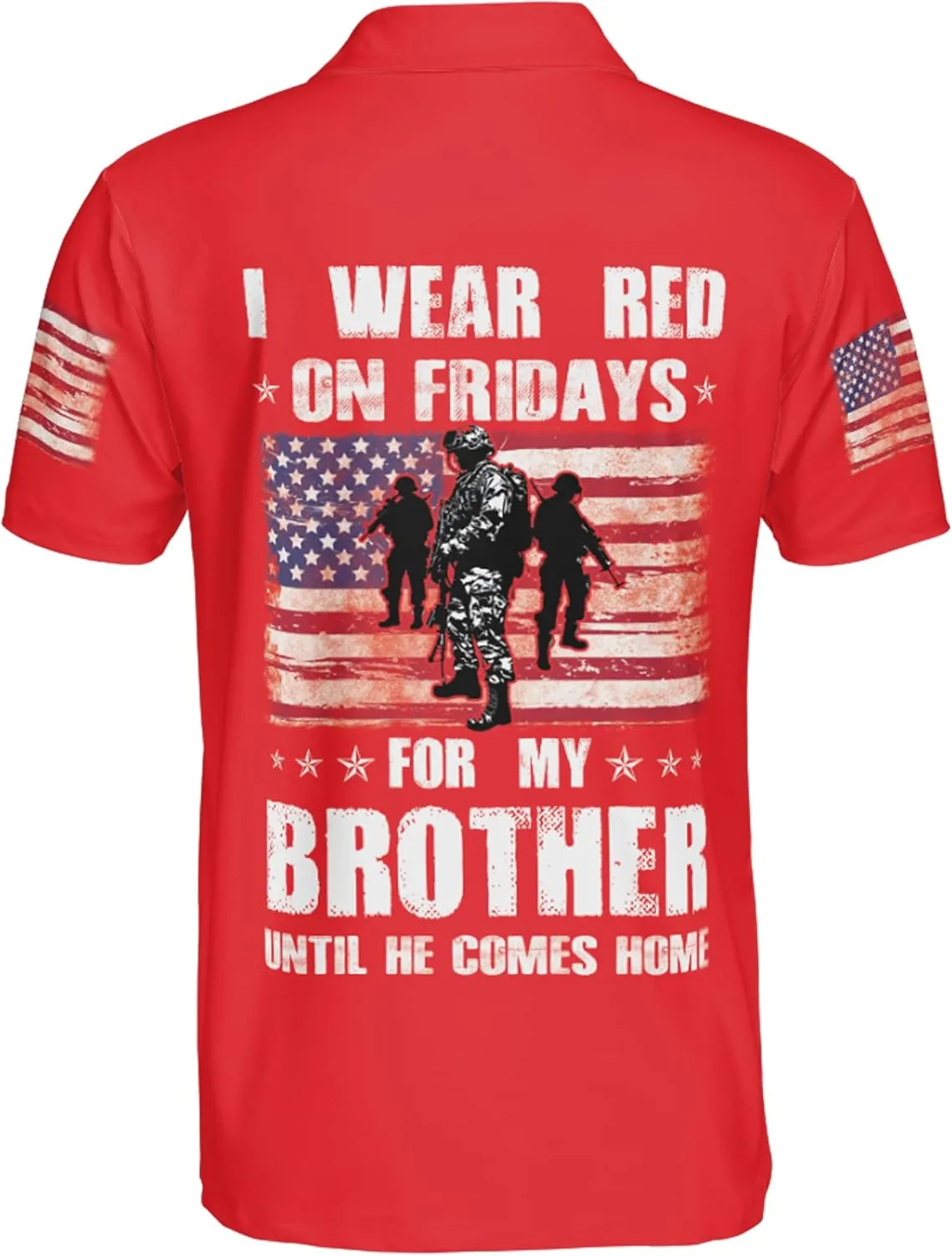Camelliaa Shop Personalized On Friday We Wear Red Remember Everyone Deployed Polo Shirt S-5XL