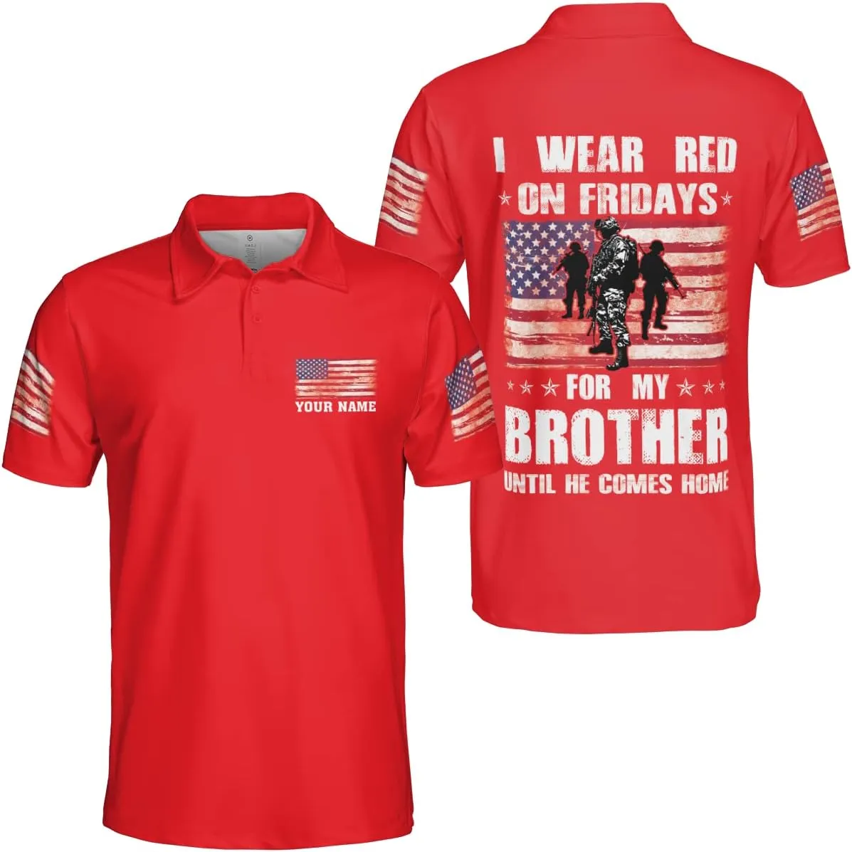 Camelliaa Shop Personalized On Friday We Wear Red Remember Everyone Deployed Polo Shirt S-5XL