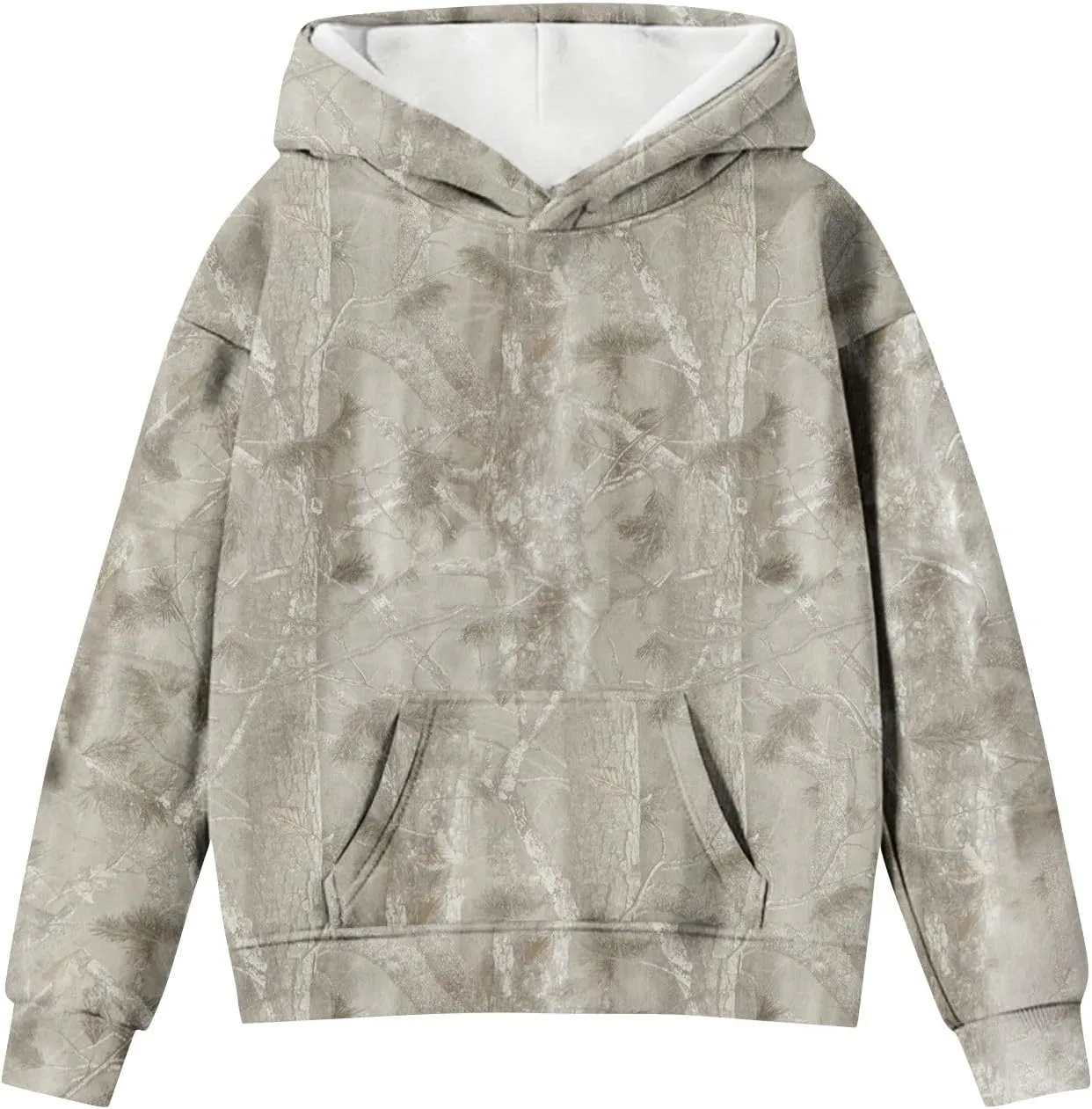 Camo Hoodies for Kids Boys Girls Cute Sweatshirt Maple Leaf Print Oversized Fleece Sweatshirts Classic Pullover with Pocket