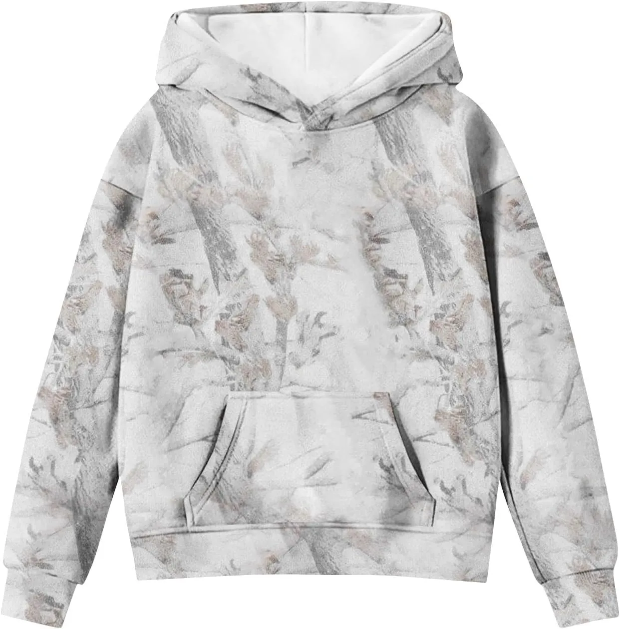 Camo Hoodies for Kids Boys Girls Cute Sweatshirt Maple Leaf Print Oversized Fleece Sweatshirts Classic Pullover with Pocket