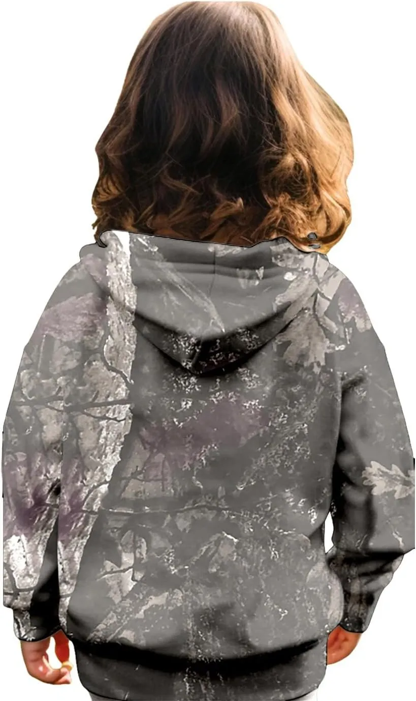 Camo Hoodies for Teen Girls Cute Sweatshirt Maple Leaf Print Oversized Fleece Sweatshirts Classic Pullover with Pocket