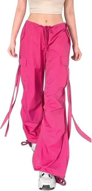 Cargo Pants Women Baggy Y2K High Waisted Casual Camo Parachute Track Trousers Elastic Adjustable Hiking Mutil Pockets Joggers
